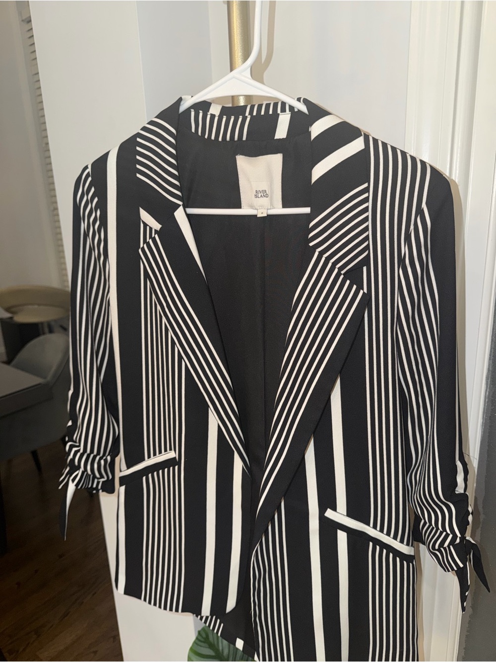 Black & White Striped Women's Blazer - River Island